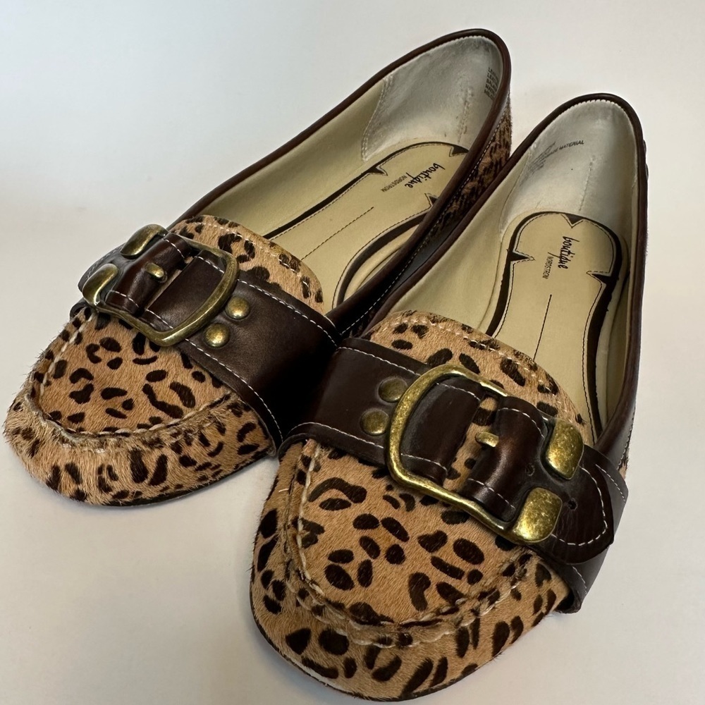 Vintage Boutique Nordstrom Leather Leopard Faux Buckled Princess Heel sz 9.5 M